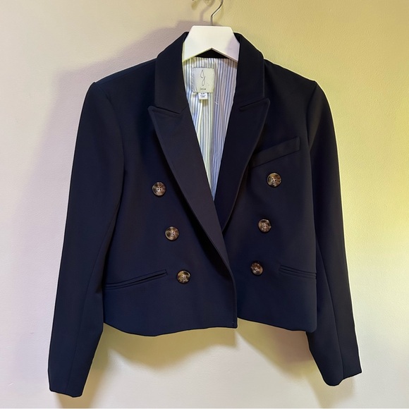 Joie ~Navy Blue Double Breasted Cropped Jacket in size  Small - Picture 3 of 8